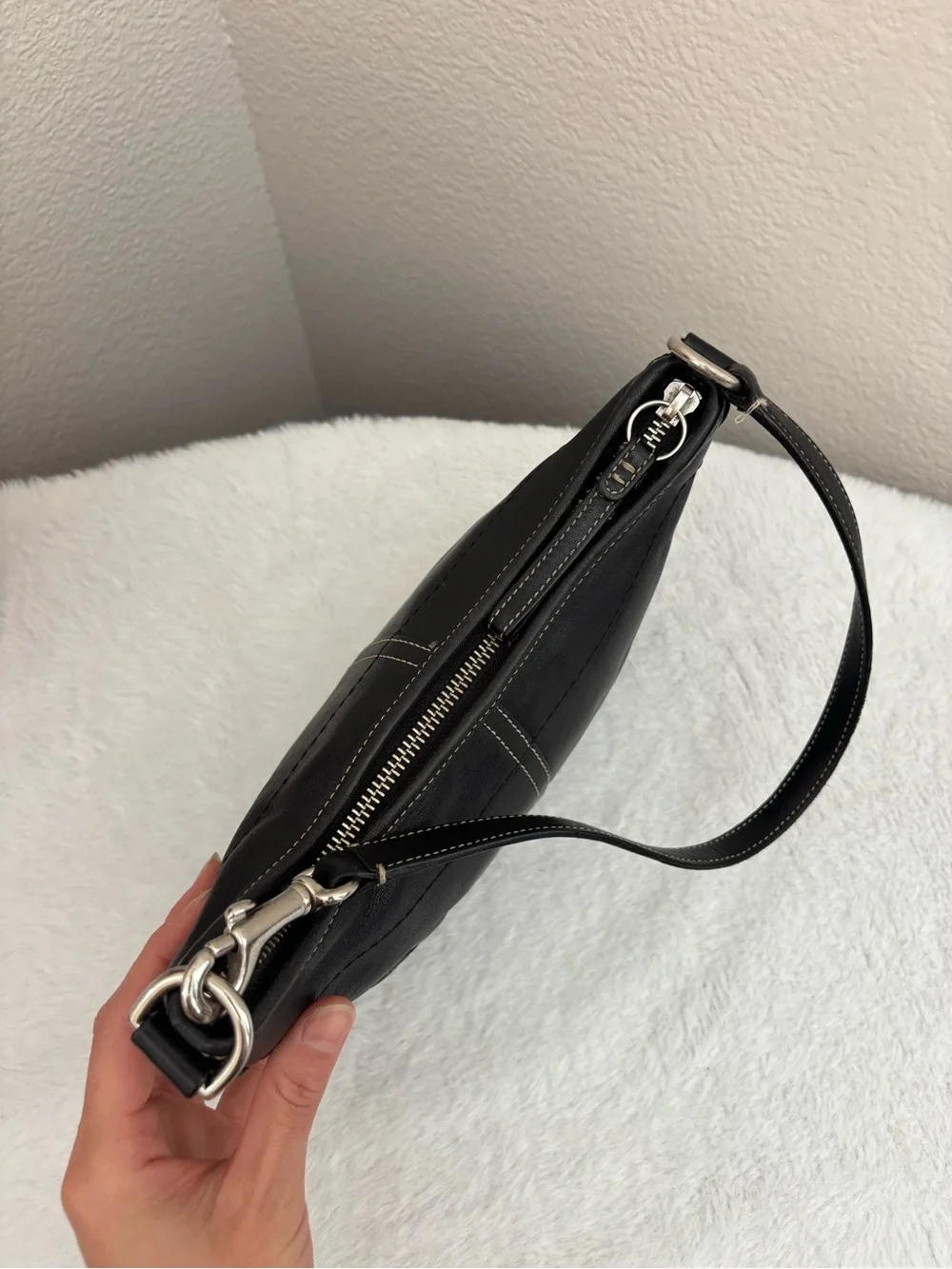 Y2k Coach Soho Mini Black Leather Hobo Bag